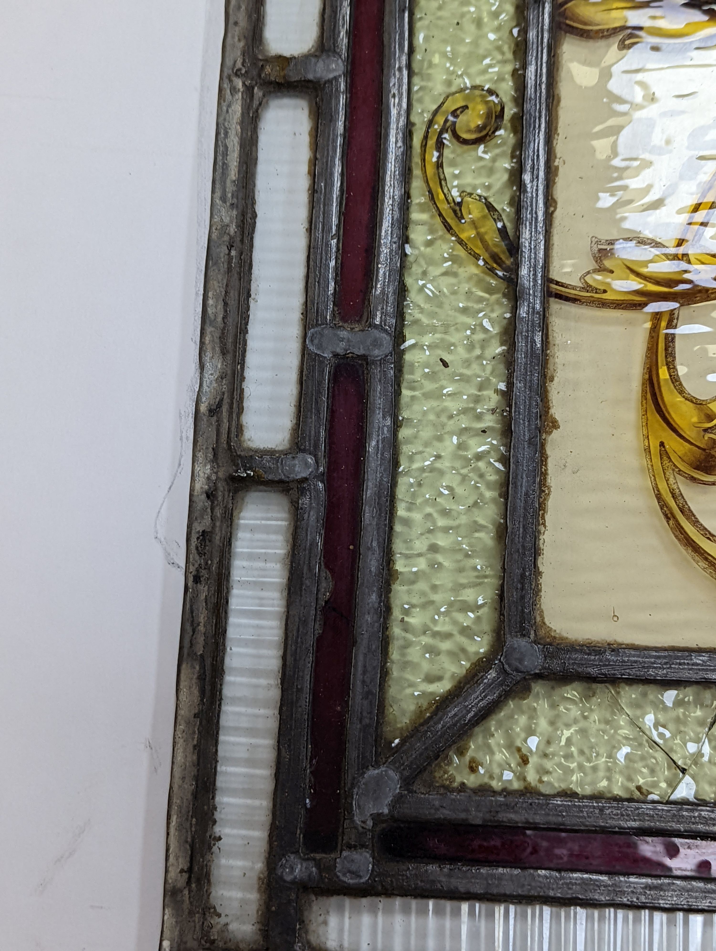 Two 19th century stained glass panels, largest 68x28cm